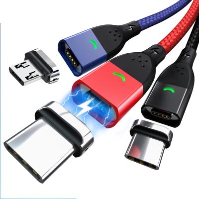 China IOS 3 in 1 Magnet USB Charging Data Cable Type C Magnetic Charging Cable Charger Cord for Mobile Phone Cables for sale