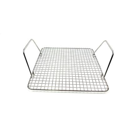 China High Quality Viable Square Stainless Steel Oven Cookies Rack Cookies Cooling Stand Cake Cooler With Two Handle For Kitchen Baking Tool for sale