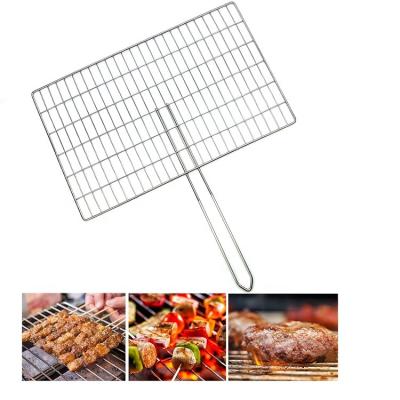 China Hot Sale Easily Cleaned BBQ Mesh Grill BBQ Grill Net For Cooking Vegetable Meat Seafood Roasting Grilling Cooling With Stake Handle for sale