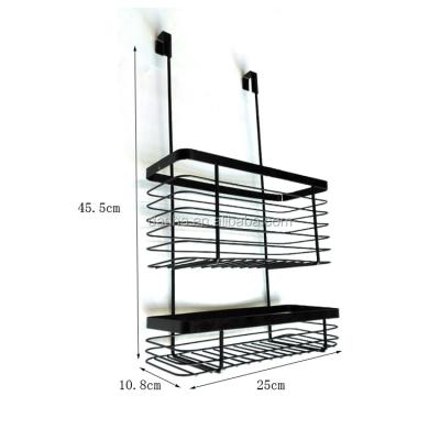 China Hot Selling Durable High Quality 2 Tier Black Coated Bathroom Storage Rack Shower Organizer for sale