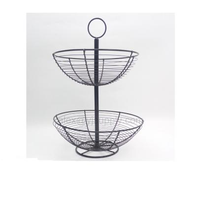 China Sustainable Hot Sale 2-Tier Counter Top Fruit Basket Rack And Decorative Bowl Rack for sale