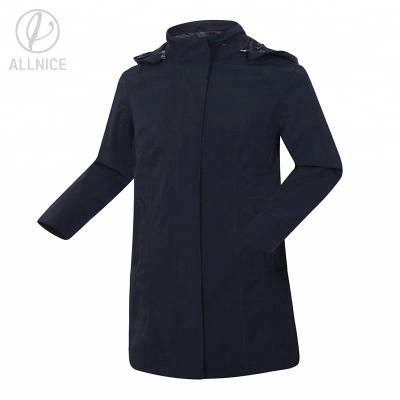 China OEM Breathable Black Hot Sale Men's Long Detachable Coated Coated Hood Windbreaker Zipper Business Style for sale