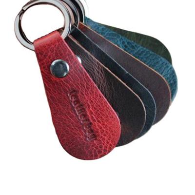 China New Style Decoration/Key Holder Original PU Cowhide Genuine Leather Key Ring Genuine Leather Key Chain With Embossed Logo for sale