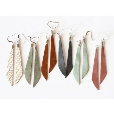 China High Quality Wire/Ear/Jewelry Women Fashion Gift Nice Leaves Leather Earring Long for sale