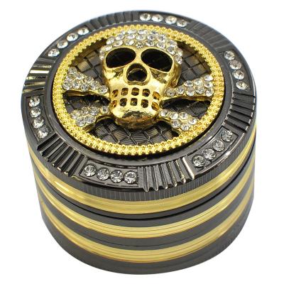 China Durable Fashion Diamond Shiny Tobacco Grinder 4 Gold Edge Lays 52MM Accessories Smoking Herb Grinder Aluminum Metal for sale