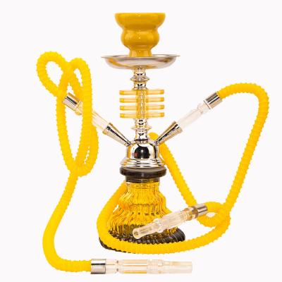 China Wholesale Durable Portable Purple Pumpkin Sheesha Glass Hookah Set Four Layer Double Hose Shisha Arabic Hookah With Ceramic Bowl for sale