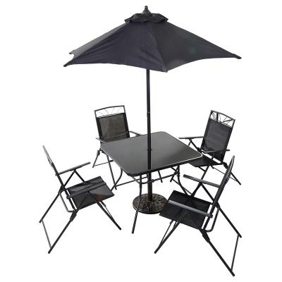 China With 4pcs Foldable Chairs Outdoor Dining Set with Patio Umbrella Includes 4 Square Chairs 1 Table and Umbrella with Base for sale