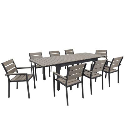 China Extendable table and extended table top is fold-down. Patio Restaurant Dining Table Chair Set With Extendable Folding Table Top Popular Outdoor Wood Patio Set With 8 Chairs for sale