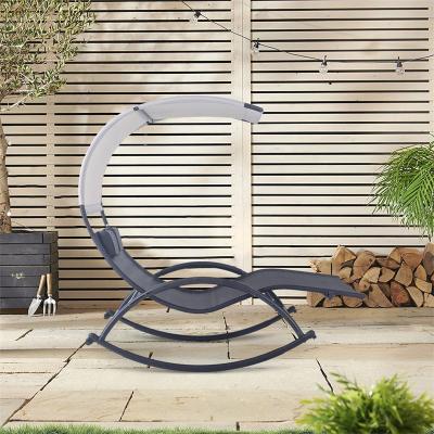 China With Canopy Modern Comfortable Garden Patio Leisure Relaxing Stainless Steel Lounge Rocking Chair For Adult With Canopy Shade for sale