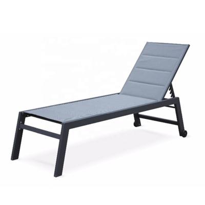 China Sun Sofa With Back Wheels Aluminum Frame Padded Sun Chaise Lounge Furniture Outdoor Lounger With Adjustable Back for sale