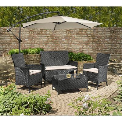 China Garden Set Promotion Set 4 Pcs KD Steel PE Rattan Sofa Set Suit Outdoor Garden Yard for sale