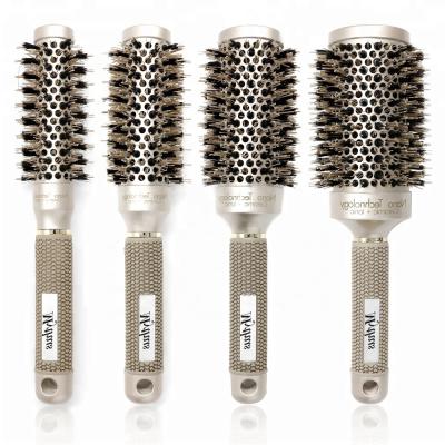 China Round Hair Ceramic Brush With Boar Bristle Ioinc Hair Around Brush Hairdressing Thermal Blowing Brush for sale