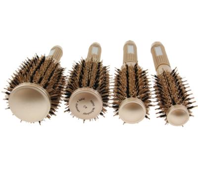 China Hot Selling Comb Gold Ceramic Round Boar Nylon Bristle Healthy Comfortable Styling Hair Brush For Drying for sale