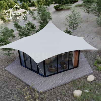 China wild hexagon gazebo hotel luxury hotel tent for luxury resort with bathrooms and outdoor safari hotel tent 1-5 people for sale