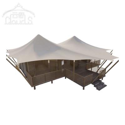 China New Design Waterproof Gazebo Hotel Tent Glamping Tent Safari Tent For Hotel Resort Camping Double Double 1-5 People for sale