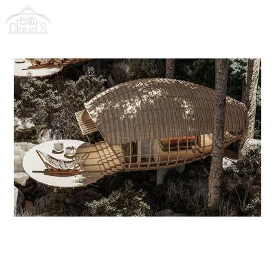 China Luxury Wooden Structure Cocoon Form Wooden Prefab Cabin For Farm Scenic Spot Resort Hotel 1-5 People for sale