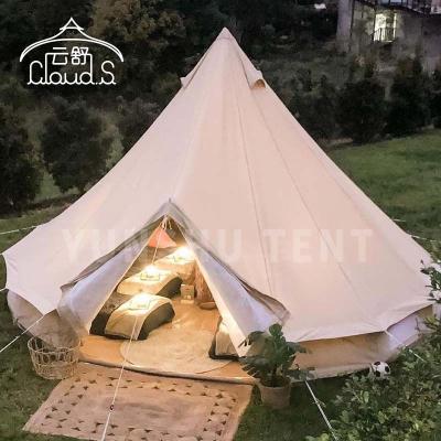 China Diagonal Tying Type Glamping Canvas Tent Oxford Cloth Outdoor Bell Tent For Hotel Resort Tent for sale