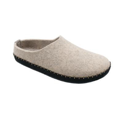 China 2022 fashion trend warm slipper wool felt top rubber outsole beige slipper for sale