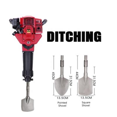 China Best Price Gasoline 2 Stroke 52cc 95A Small Portable Gasoline Jack Hammer Portable With Two Digging Shovels/Shovels for sale