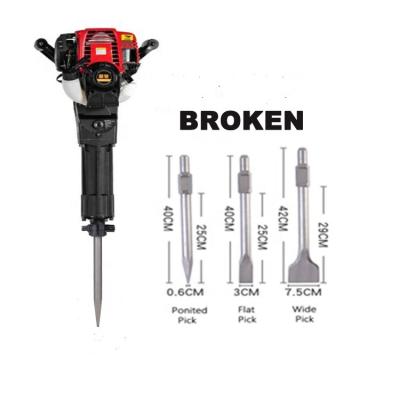 China Portable Rock Stone High Efficiency 4 Stroke Gasoline Vibration Machine Concrete Jack Hammer With 3 Tools Pickaxes/Chisels for sale