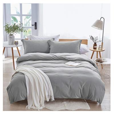 China Wholesale Nondisposable Washed Microfiber Solid Color 3pcs Bedding Duvet Cover Set for sale