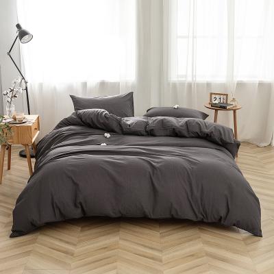 China Wholesale Nondisposable Comforter Sets Gray Plain Cotton Bedding Bed Cotton Duvet Cover Set for sale