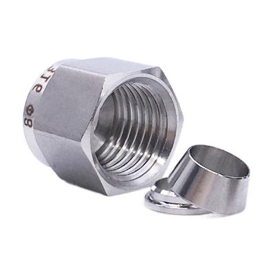 China Pipe Lines Connect Condibe Stainless Steel Hexagon Cube Screw Nut To Ferrule for sale