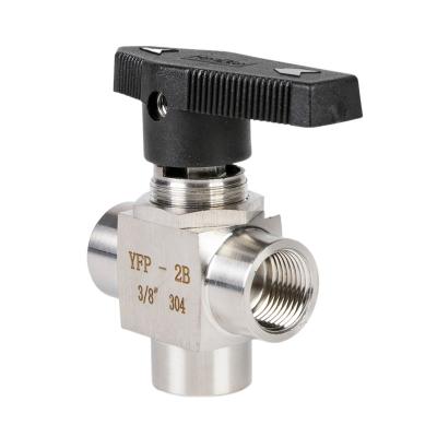 China General Condibe Stainless Steel Female Thread 3 Way Ball Valve for sale