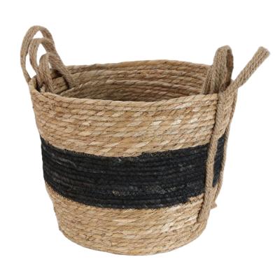 China Viable Round Straw Baskets Easter Straw Basket Straw Gift Basket for sale