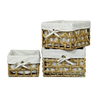 China Sustainable Custom Square Hollow Personalized Woven Storage Basket Woven Basket Wholesale for sale