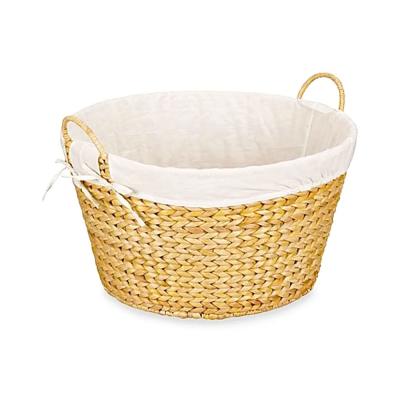 China Sustainable Woven Round Handle Laundry Storage Basket Woven Home Laundry Basket for sale