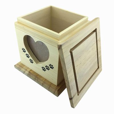 China Unfinished Cheap Unique Wooden Pet Urns Indoor Photo Frame Urns for sale