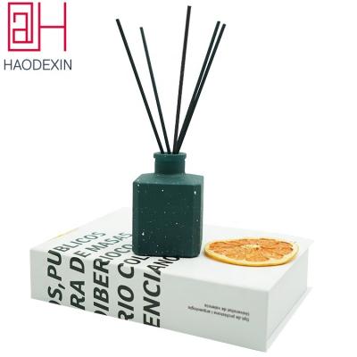 China 3oz Square Home Concrete Aroma HAODEXIN Scented Reed Diffuser Bottle With Reed Sticks Oil Reed Diffuser Container For Home Fragrance for sale