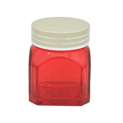 China HAODEXIN Skin Care Personal Charming Red Cosmetic Skin Care Square Glass Jar With Gold Screw Lid 3oz Cream Container Storage Wholesale Glass Jar for sale