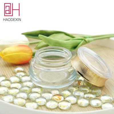 China HAODEXIN 50ml personal care glass container packaging for cosmetics with cap plastic custom wholesale glass cosmetics jar cream face cream for sale