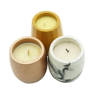 China Home Office Hotel Decoration HAODEXIN Concrete Candle Jars Wholesale Round Custom Logos Cement Candle Containers DIY Bulk Candle Jar For Home Decoration for sale