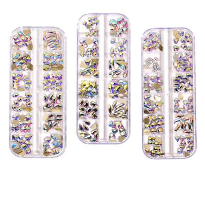 China Wholesale 120pcs/box 3D Nail Art DIY Decoration Rhinestones AB Flat Back Box For Nail Decoration for sale