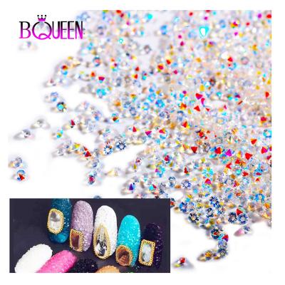 China Nail Art Rhinestones Colorful Press On Diamond Stones 1.2MM Mini Tiny Micro Crystal ab Glass Nail Art Decoration Bqueen White Crystal Nails Pixie for sale