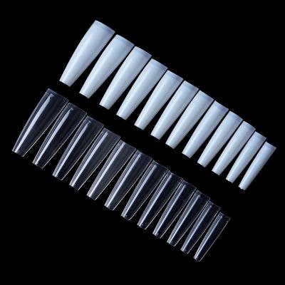 China French Custom Logo No C Curve 3Xl Coffin Tips Extra Long Straight Square Coffin Nail Tips XXXL Traceless Box 420Pcs Box for sale