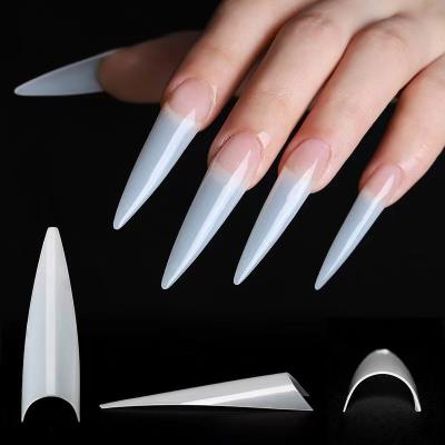 China Bqueen 500pcs/box/Nature French Half Cover Clear Press On Salon Artificial Natural Fale French Long Stiletto Nail Tips for sale