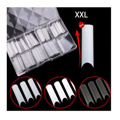 China Free Space XXL Natural White Fashionable Classic French Nail 500PCS/Box C Curve Tips Tapered Long Square For Manicure Gel Acrylic Nails for sale