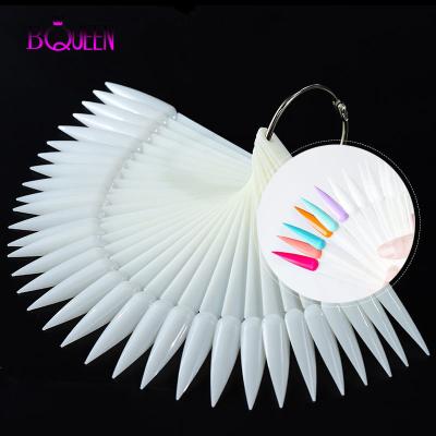 China Detachable Nail Art Tips White Clear False Display Bqueen Nail Gel Polish Display Board French Color UV Pointed Card Practice Stick Nail Art Tips for sale