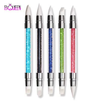 China Manicure Beauty Tool 2022 Heads Silicone Nail Drill Double Pen Acrylic Handle Dotting Dotting Dotting Nail Picker Pen Manicure Tool For Nail Art Decoration for sale