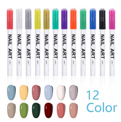 China Finger Bqueen Private Label 12 Colors Nail Art Pen UV Gel Polish Paint Pen for sale