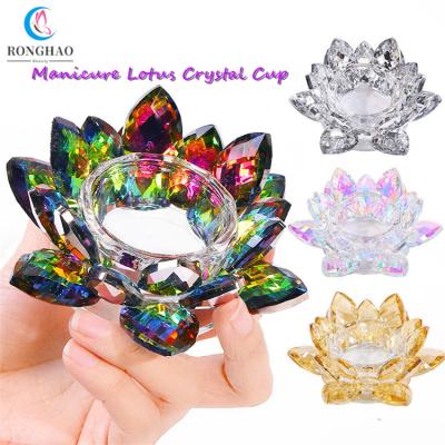 China Acrylic Liquid Dish New Bqueen Cup K5 Crystal Lotus Flower Crystal Liquid Colorful Dappen Dish Glass Nail Salon Nail Dish for sale