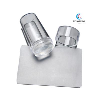 China Easy Apply Transparent Hotsale Silicone Stamper Scraper Set Nail Art Stamping Tool Nail Stamper for sale