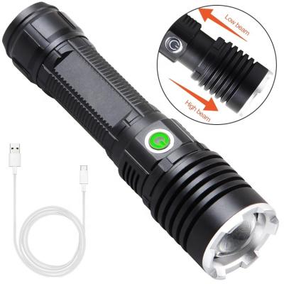 China Waterproof Working Flashlight Strong Light Outdoor P50 Lighting Led Electric Display Portable Zoomable Usb Rechargeable Tactical Flashlight for sale