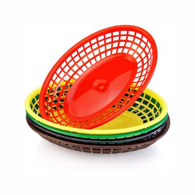 China Plastic Fry Fast Food Basket Bread Baskets Oval-Shaped Tray Restaurant Supplies, Deli Serving Bread Basket for Chicken for sale