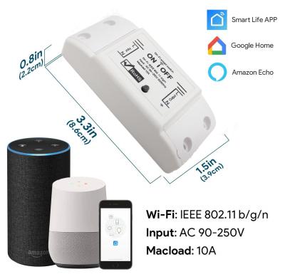 中国 Alexa 10amp Smart Wall Wifi Circuit Breaker 2200W ABS VO Material White 販売のため