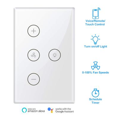 Cina Google Smart Wifi Fan Light Switch, In-wall Ceiling Fan Lamp Switch Works Home Touch Control Remote Control Alex Gold/white JX15 in vendita